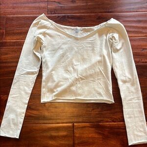 Brandy Melville Cream Fitted Crop Blouse
